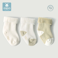 aqpa 初生婴儿中筒袜冬男女宝宝加厚精梳棉外出保暖毛巾袜子   绿色组合 3-6月