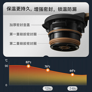 苏泊尔（SUPOR）保温壶316不锈钢泡茶壶家用焖泡壶大容量焖茶壶暖水热水瓶开水壶 1.0L 砂金红 带茶滤