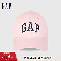 Gap女童春季2024LOGO复古撞色字母棒球帽儿童装891264鸭舌帽 粉色 6-14岁 S/M