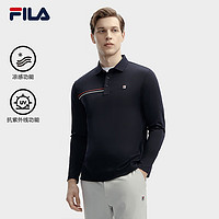 FILA 斐乐男装针织长袖POLO衫2024春季休闲凉感上衣男 传奇蓝-NV 170/92A/M