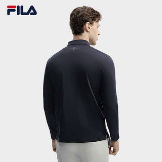 FILA 斐乐男装针织长袖POLO衫2024春季休闲凉感上衣男 传奇蓝-NV 170/92A/M