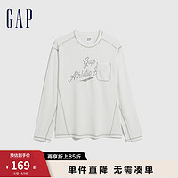 Gap男女装冬季2023LOGO宽松学院风长袖T恤841257运动上衣 白色 180/100A(XL)亚洲尺码