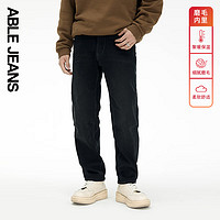 ABLE JEANS【直筒滑板裤】男士经典炭黑绒里质感直筒牛仔裤 801519 【微弹】炭黑 31/32