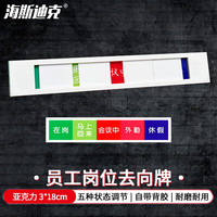 海斯迪克 亚克力员工岗位去向牌 单位在岗外出状态切换展示牌 3*18cm 员工岗位去向牌 3*18cm