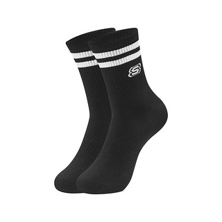 斯凯奇（Skechers）舒适休闲运动袜L323U005 碳黑色/亮白色/碳黑色/036Y M 24-26cm