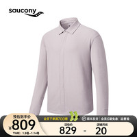 saucony 索康尼 长袖衬衫男休闲通勤男子简约轻商务宽松衬衫上衣 浅卡其 L