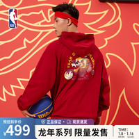 NBA龙年系列 芝加哥公牛队/湖人队/勇士队宽松连帽卫衣男子秋冬外套 公牛队-深红色 2XL