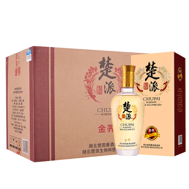 楚園春 楚园春 苦荞酒楚派金荞 43度荞香型白酒 500ml*6瓶 整箱装