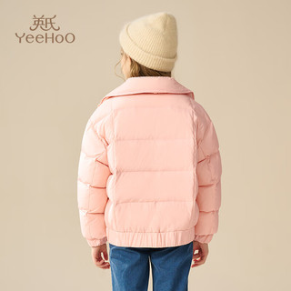 英氏（YEEHOO）女童羽绒服儿童保暖外套冬季加厚时尚围脖上衣中大童装洋气冬装 泡芙围脖粉色 120