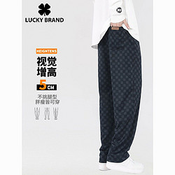 LUCKY BRAND 垂感百搭阔腿男裤秋季外穿休闲裤青少年格子直筒长裤