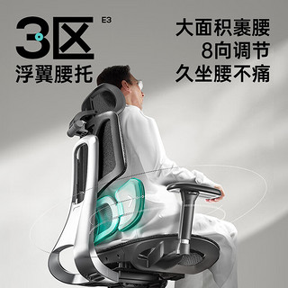 黑白调（Hbada）E3结构大师Air 人体工学椅 电脑椅子久坐办公椅 电竞椅 老板椅 Air耀黑（3D扶手+3D头枕）