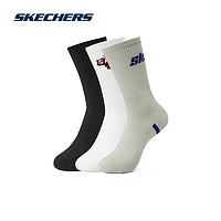 斯凯奇（Skechers）舒适休闲运动袜L323U011 白色/灰色/黑色/02G7 S 22-24cm