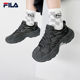 FILA 斐乐蕨草鞋FERN女鞋运动鞋2023冬户外老爹鞋厚底休闲鞋 阴影灰/黑-K-DB 38.5