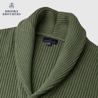 布克兄弟（BrooksBrothers）男士新青果领复古宽松针织开衫毛衣 3003-绿色 M