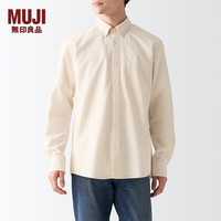 無印良品 MUJI 無印良品 男式 棉水洗牛津纽扣领衬衫 长袖休闲百搭衬衣外套 原色 L(175/100A)