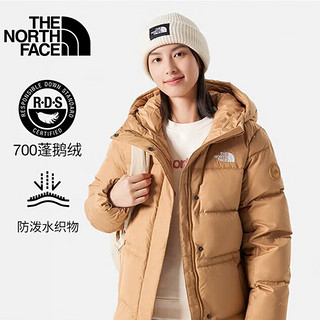 The North Face北面羽绒服女款户外中长款防风700蓬鹅绒填充外套|81S6 卡其色/I0J XL