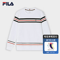 FILA 斐乐男子针织套头衫2024春季时尚撞色休闲套头卫衣 标准白-WT 170/92A/M