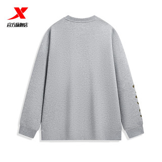 XTEP特步套头卫衣圆领针织套头衫长袖运动上衣976129920129 浅花灰 M