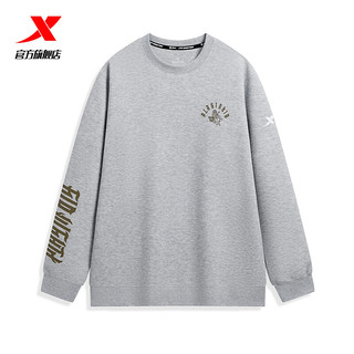 XTEP特步套头卫衣圆领针织套头衫长袖运动上衣976129920129 浅花灰 M