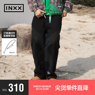 英克斯（inxx）春潮流时尚个性街头牛仔长裤ISE2220193 黑色 XL