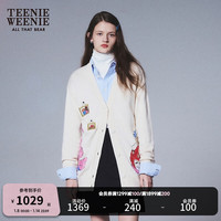 Teenie Weenie小熊2024早春学院风可爱针织开衫宽松毛衣外套女 象牙白 165/M