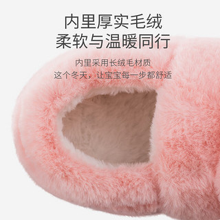 Scogolf 儿童棉拖鞋秋冬女童保暖室内鞋包跟小孩宝宝毛毛绒鞋  SC-TX006-4 粉色兔子包跟 32-33码 32-33码（内长19.5cm）