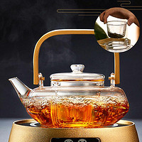 SHUSHI TEA CEREMONY 束氏茶道 800ml大容量防烫提梁玻璃茶壶煮茶壶泡茶壶高硼硅玻璃可加热茶壶