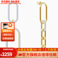 施华洛世奇女士AB版水晶点缀金属质感吊坠耳环独特个性气质饰品 single os