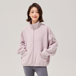 拓路者（Pioneer Camp）摇粒绒外套女立领秋冬款短款宽松休闲夹克冬季保暖抓绒衣颗粒绒 灰紫色 170/XL