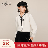 伊芙丽(eifini)伊芙丽精致木耳领口系带磨毛加厚蕾丝衫女2023冬装内搭小上衣 米色 165/88A/L