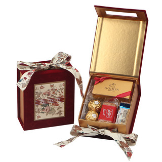 结婚庆喜糖礼盒装成品含歌帝梵松露牛奶黑巧克力高档绒布盒