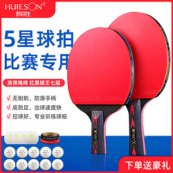 HUIESON 辉胜 乒乓球拍成品拍五星级乒乓球拍兵乓球底板双支装专业训练反胶