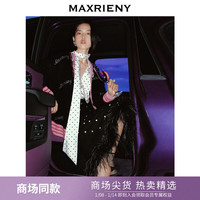 MAXRIENY复古波点羽毛半裙23冬季 黑白波点 S/01