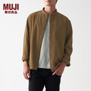 无印良品 MUJI 男式 法兰绒 立领衬衫 长袖休闲百搭衬衫衬衣男士 ACA75C1A 棕色 L