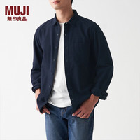 無印良品 MUJI 無印良品 男式 法兰绒 衬衫 ACA77C1A 长袖休闲白衬衫 藏青色 S