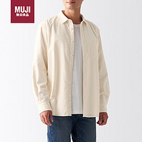 无印良品（MUJI）男女通用 法兰绒 开领衬衫 长袖休闲百搭衬衫 原色 L 