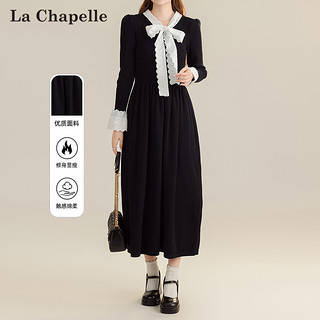 La Chapelle 连衣裙女秋冬季加厚长袖小香风内搭赫本小红裙