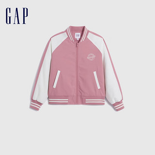 Gap女装冬季2023LOGO撞色短款宽松棒球服夹克841033保暖外套 粉色 170/88A(L)亚洲尺码
