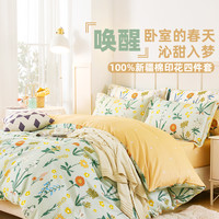 柔诗娜 40支纯棉四件套全棉碎花清新公主赫本奶油田园风床单床上用品秋冬