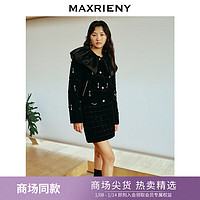 MAXRIENY宫廷复古水晶流苏小香风丝绒羽绒服冬款外套 黑色 S/01