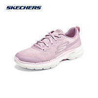 斯凯奇SkechersGO WALK 6 夏季女鞋子缓震健步鞋网面休闲运动鞋124560 茱萸粉/MVE 35