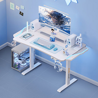 andaseaT 安德斯特电脑桌游戏桌台式家用书桌寒冰带灯电动升降1.12米 1.12米带灯白色电动升降