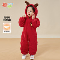 贝贝怡新生婴儿衣服冬装连体衣女宝宝加厚哈衣棉衣外出服新年 大红 73cm(身高69-75CM)