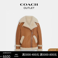 蔻驰（COACH）奥莱女士女装飞行员夹克 自然色/象牙白色 XS
