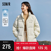 森马（Semir）永久联名系列羽绒服女中长款宽松插肩袖外套109723113003 浅卡其50311 M