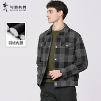 与狼共舞羽绒内胆灯芯绒翻领夹克男冬保暖外套衣服1030 黑色902 170/88A/M