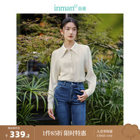INMAN 茵曼 新中式本命年龙年新年红衬衣2024春女装蝙蝠袖收腰显瘦上衣 梨花杏 XL