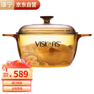 VISIONS 康宁 晶彩透明玻璃汤锅 二件套 0.8L+2.5L