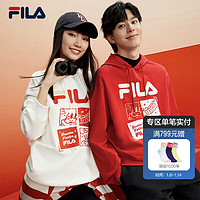 FILA 斐乐 连帽卫衣男女装2024春龘龘龙宽松长袖上衣 传奇红-RD 180/100A/XL