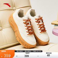 安踏(ANTA)蛋仔鞋丨板鞋女皮面低帮厚底复古休闲鞋 象牙白-4 40